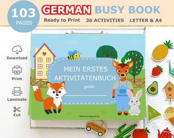 German Toddler Busy Book Printable, Kids Quiet Book, German Learning Binder, Preschool Activities, German Homeschool Resources, Digital