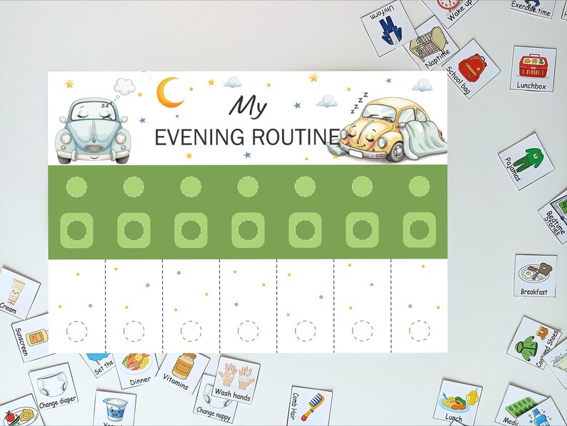 Printable Daily Routine, Chore Chart for Kids Responsibilities Morning ...