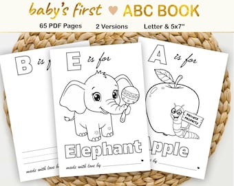ABC Baby Shower Coloring Book, Baby’s First Alphabet Book,  Blank ABC Book, Baby Sprinkle Game, Baby Guest Activity, Digital PDF, Printable