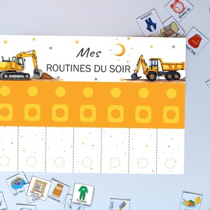 French Morning and evening routine chore chart with Truck, Printable visual schedule for kids, Tableau de routine du matin soir pour Enfants