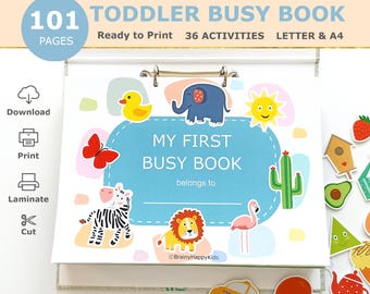 Toddler Busy Book Printable, Kids Quiet Book, Learning Binder, Preschool Activities, Homeschool Resources, Montessori Materials, Digital