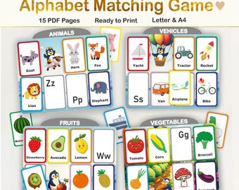 ABC Matching Activity for Kids, Alphabet Busy Book, Preschool Curriculum, Homeschool Resource, Kindergarten Pre-K Learning, Digital Download