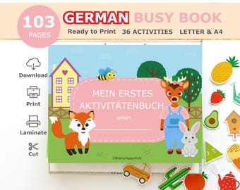 German Toddler Busy Book Printable, Kids Quiet Book, German Learning Binder, Preschool Activities, German Homeschool Resources, Digital