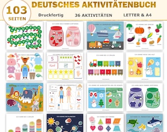 German Busy Book Printable, Toddler Learning Binder, Kids Quiet Book, German Homeschool Resources, Preschool Curriculum, Digital Download