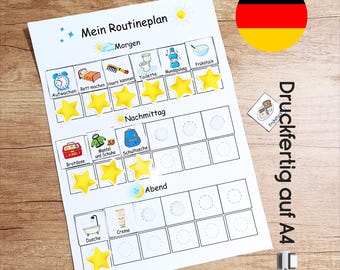 Digitaler Aufgabenplan für Kinder mit ADHS, Druckbare Routine Tabelle - Putz Checkliste, Morgen  Abendroutine Verantwortlichkeiten Tagesplan
