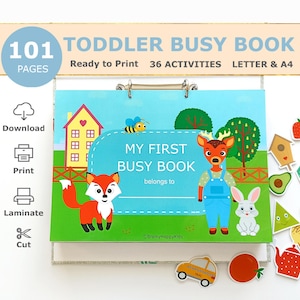 Toddler Busy Book Printable, Kids Quiet Book, Learning Binder, Preschool Activities, Homeschool Resources, Montessori Materials, Digital