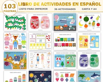 Spanish Busy Book Printable, Toddler Learning Binder, Kids Quiet Book, Spanish Homeschool Resources, Preschool Curriculum, Digital Download