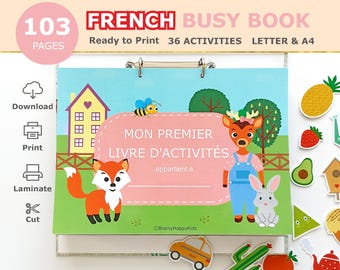 French Busy Book Printable, Kids Quiet Book, French Toddler Learning Binder, Preschool Activities, French Homeschool Resources, Digital PDF