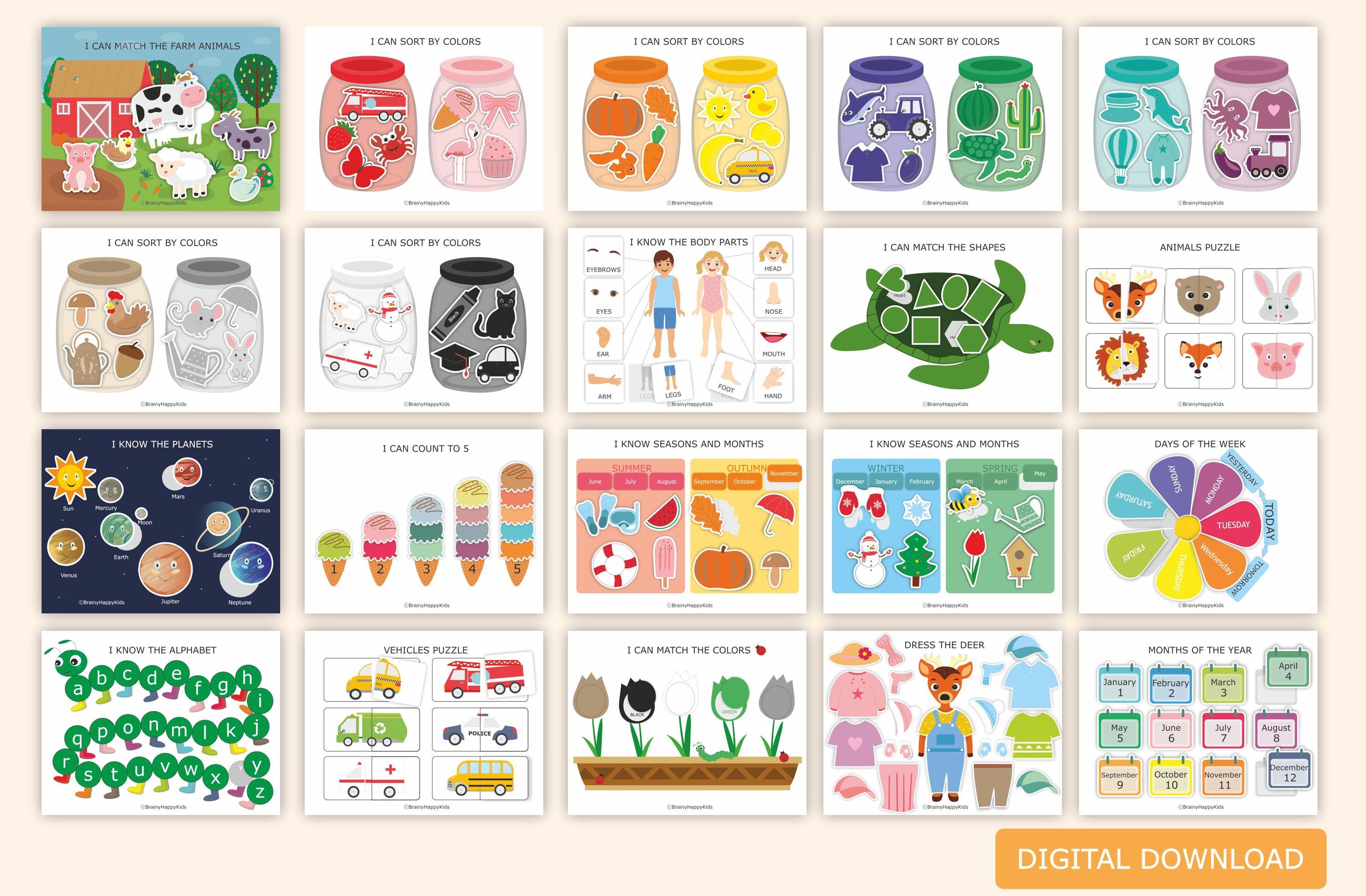 Toddler Busy Book Printable, Kids Quiet Book, Learning Binder ...