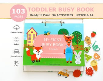 Toddler Busy Book Printable, Learning Binder, Kids Quiet Book, Preschool Activities, Homeschool Resources, Montessori Materials, Digital
