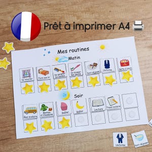 Tableau de routines pour enfants, Routine Visuelle Autisme TDAH, Tâches à Imprimer, Checklist du Matin et du Soir, Téléchargement Numérique