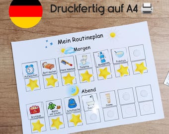 Routine-Tabelle für Kinder - Druckbare Aufgaben| Morgen & Abend Checkliste | Digitaler Plan für tägliche Verantwortlichkeiten, ADHS Autismus