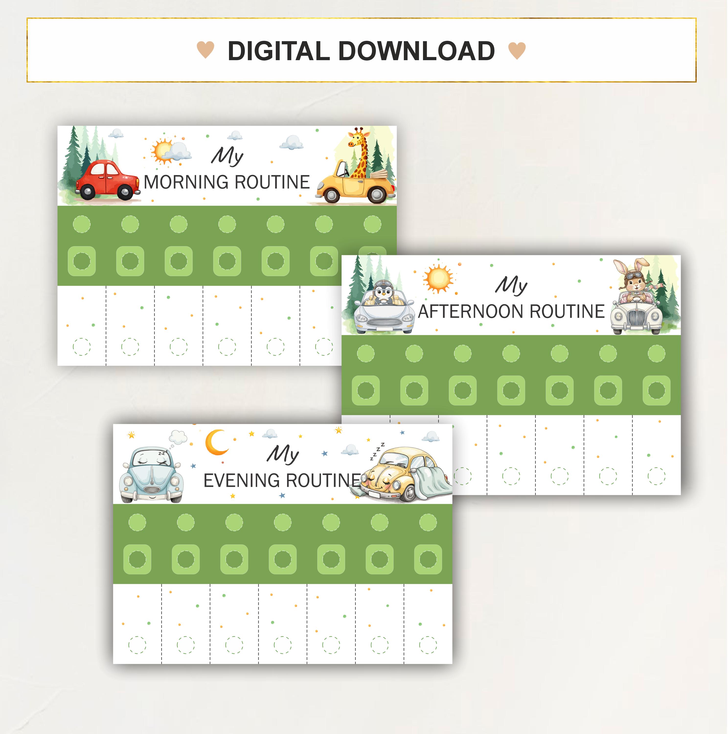 Printable Daily Routine, Chore Chart for Kids Responsibilities Morning ...