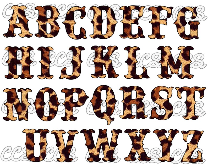 Download Leopard Alphabet 26 Letters PNG File Sublimation Digital ...
