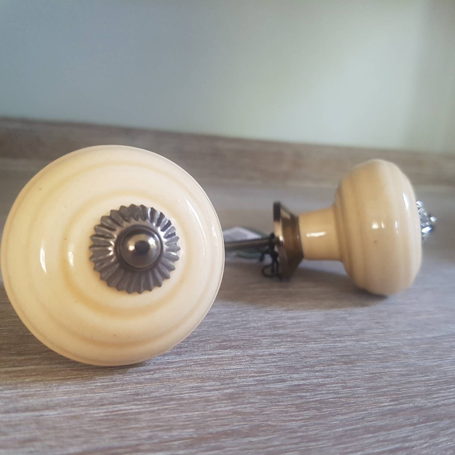 Large Cream Knobs. Ceramic Furniture Drawer Pulls Etsy