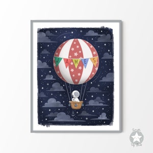Decoración de guardería con temática espacial de astronauta, nombre personalizado del espacio exterior, impresión de noche estrellada celestial, arte de pared de estrellas imprimibles para habitación de niños