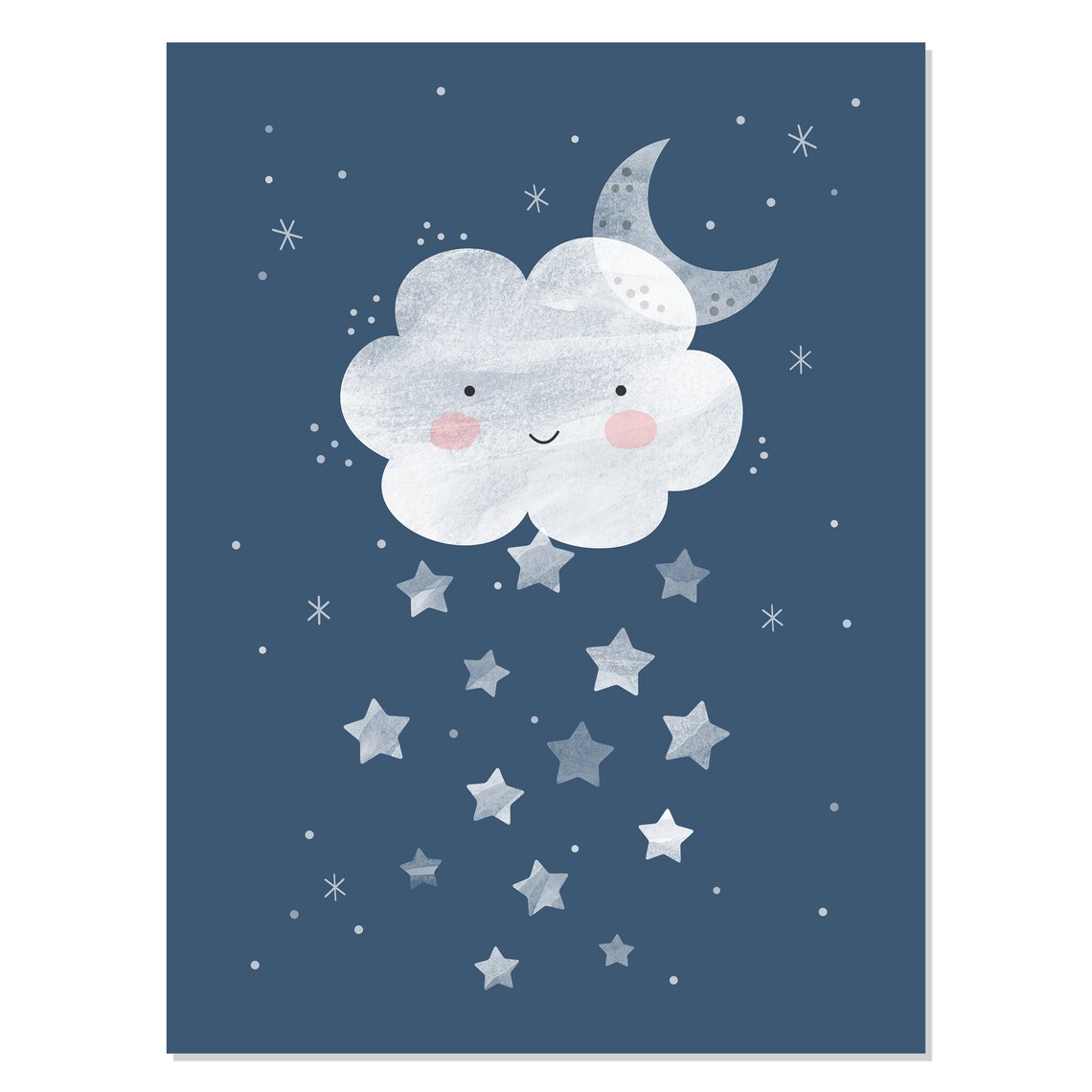 Moon and Stars Print Space Nursery Set of 4 Printable Wall Etsy