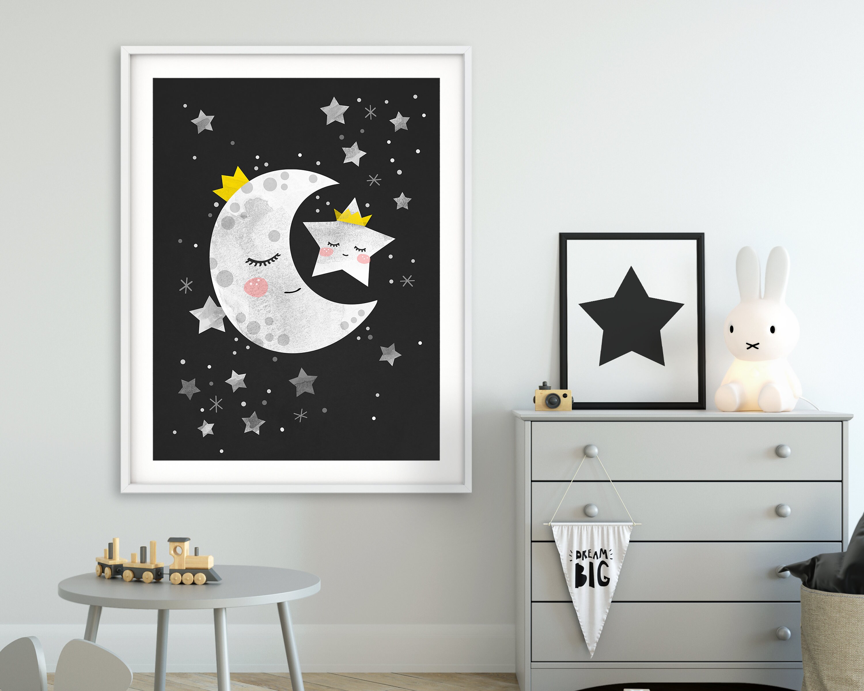 Moon and Stars Print,space Nursery,set of 4 Printable Wall Art,space ...