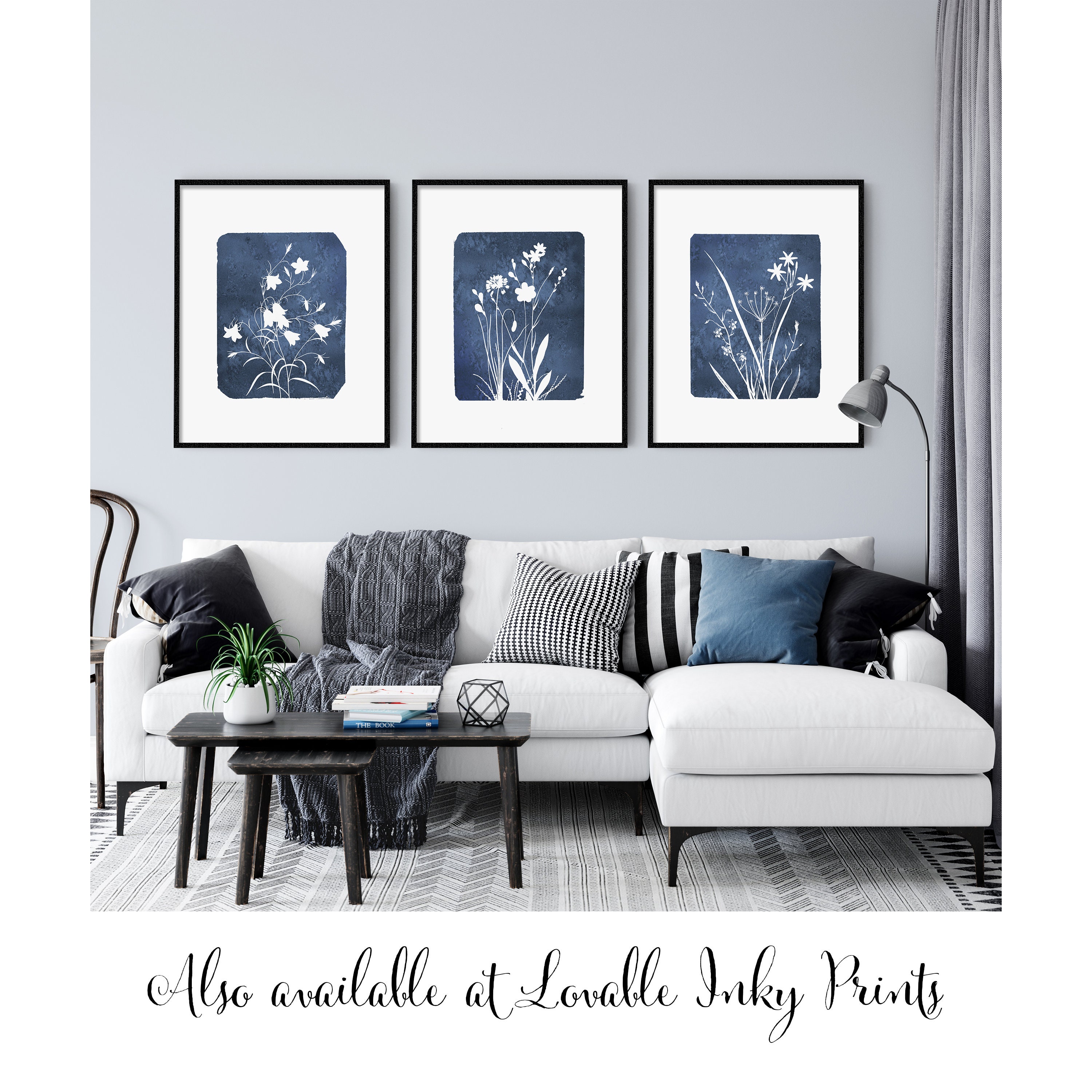 Wildflower Wall Art Print Set of 3, Botanical Floral 3 Piece Watercolor ...
