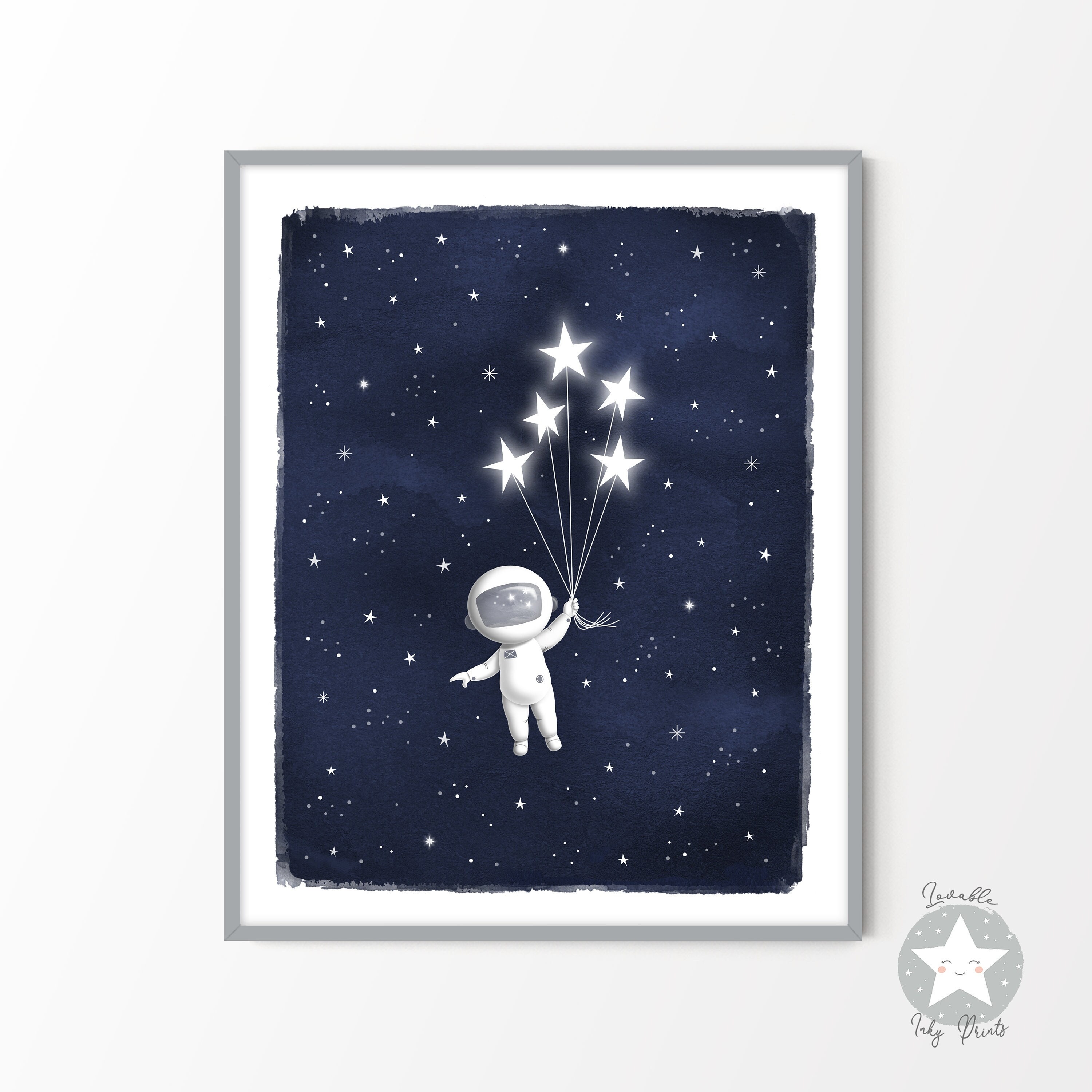 Astronaut Space Themed Nursery Decor Print, Kids Room Outer Space ...