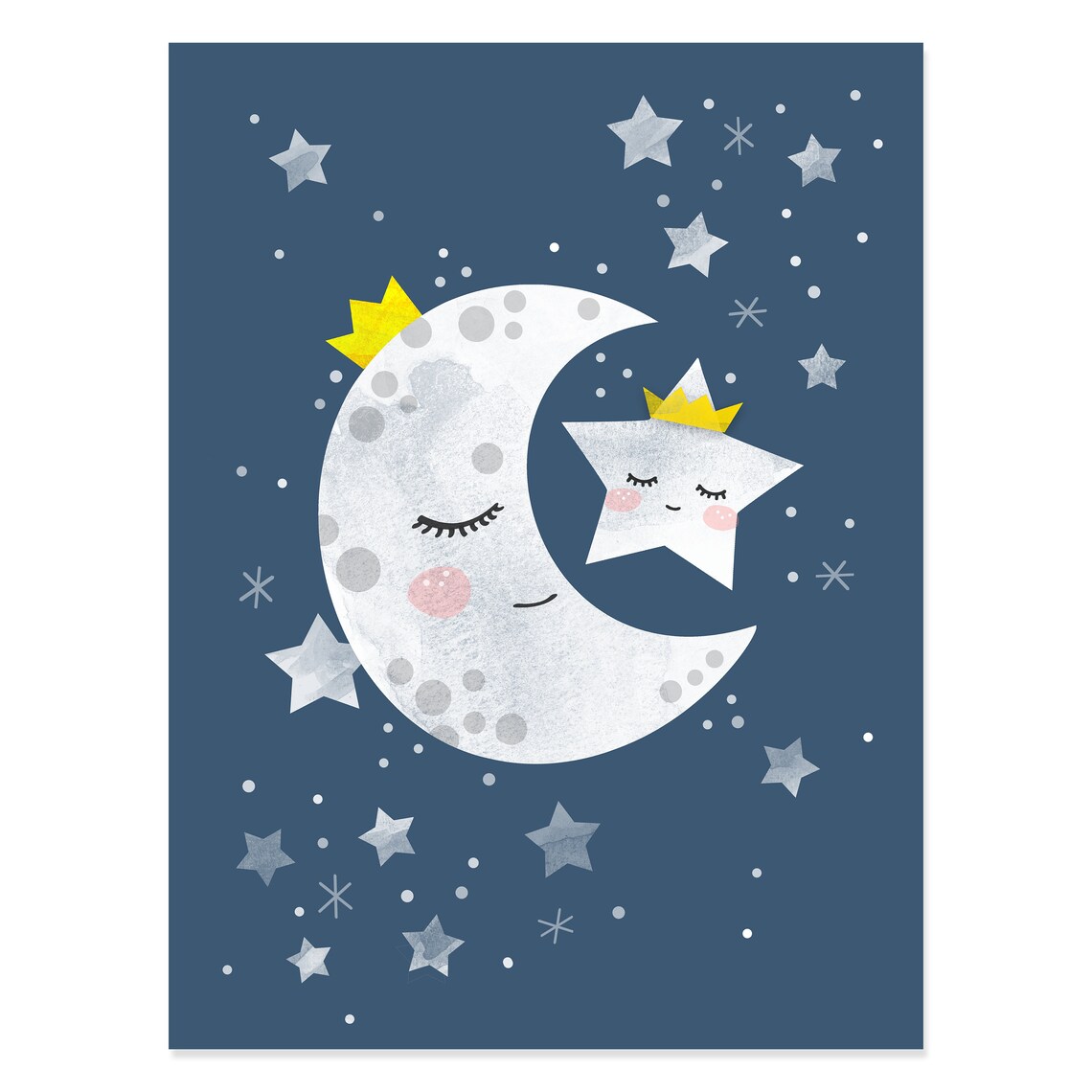 Moon and Stars Print Space Nursery Set of 4 Printable Wall - Etsy