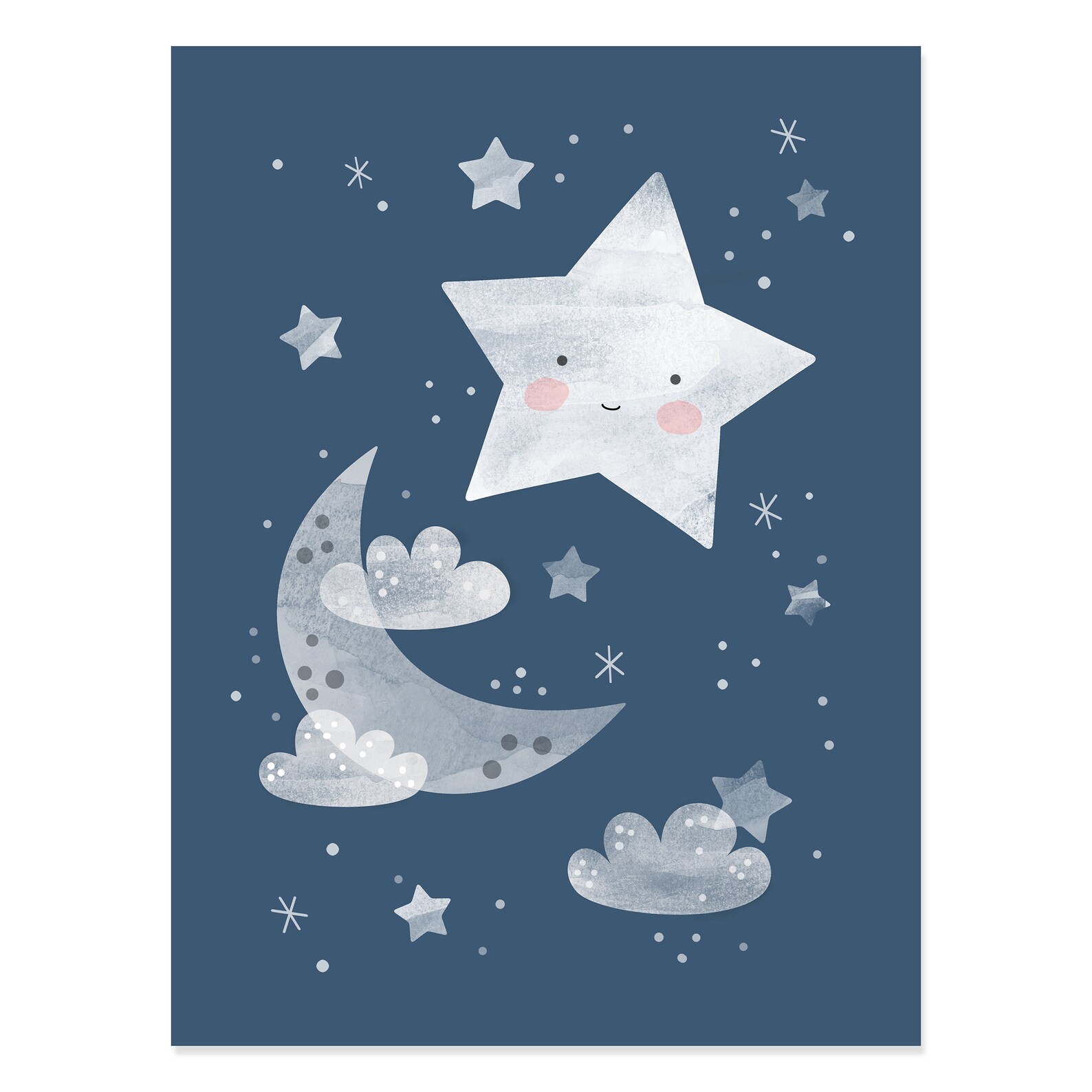 Moon and Stars Print Space Nursery Set of 4 Printable Wall Etsy