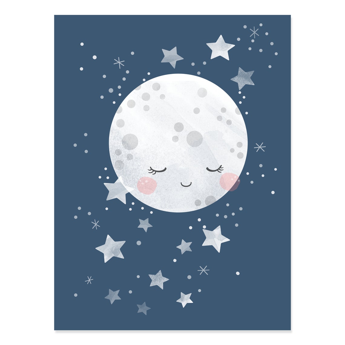 Moon and Stars Print Space Nursery Set of 4 Printable Wall Etsy