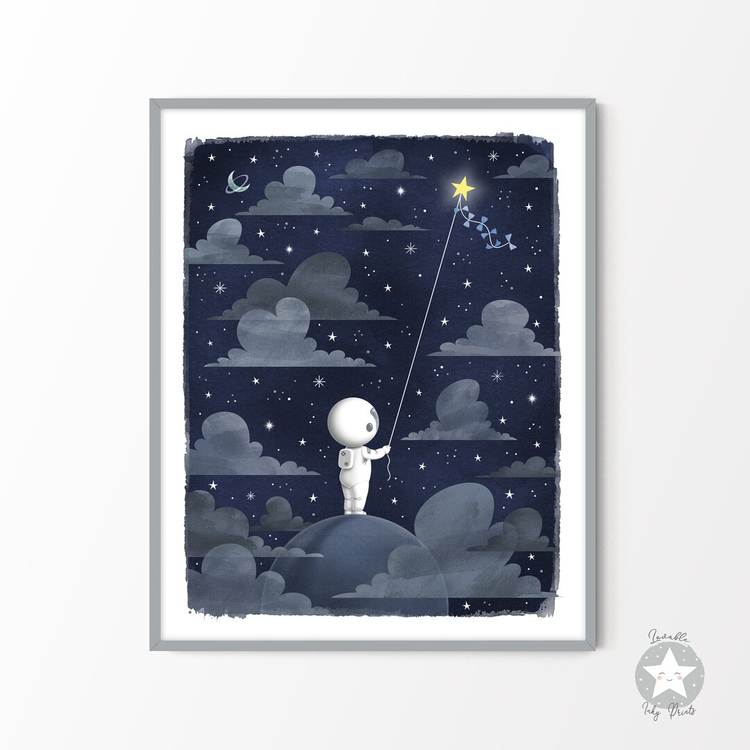 Astronaut Space Themed Nursery Decor, Kids Room Outer Space Wall Art ...