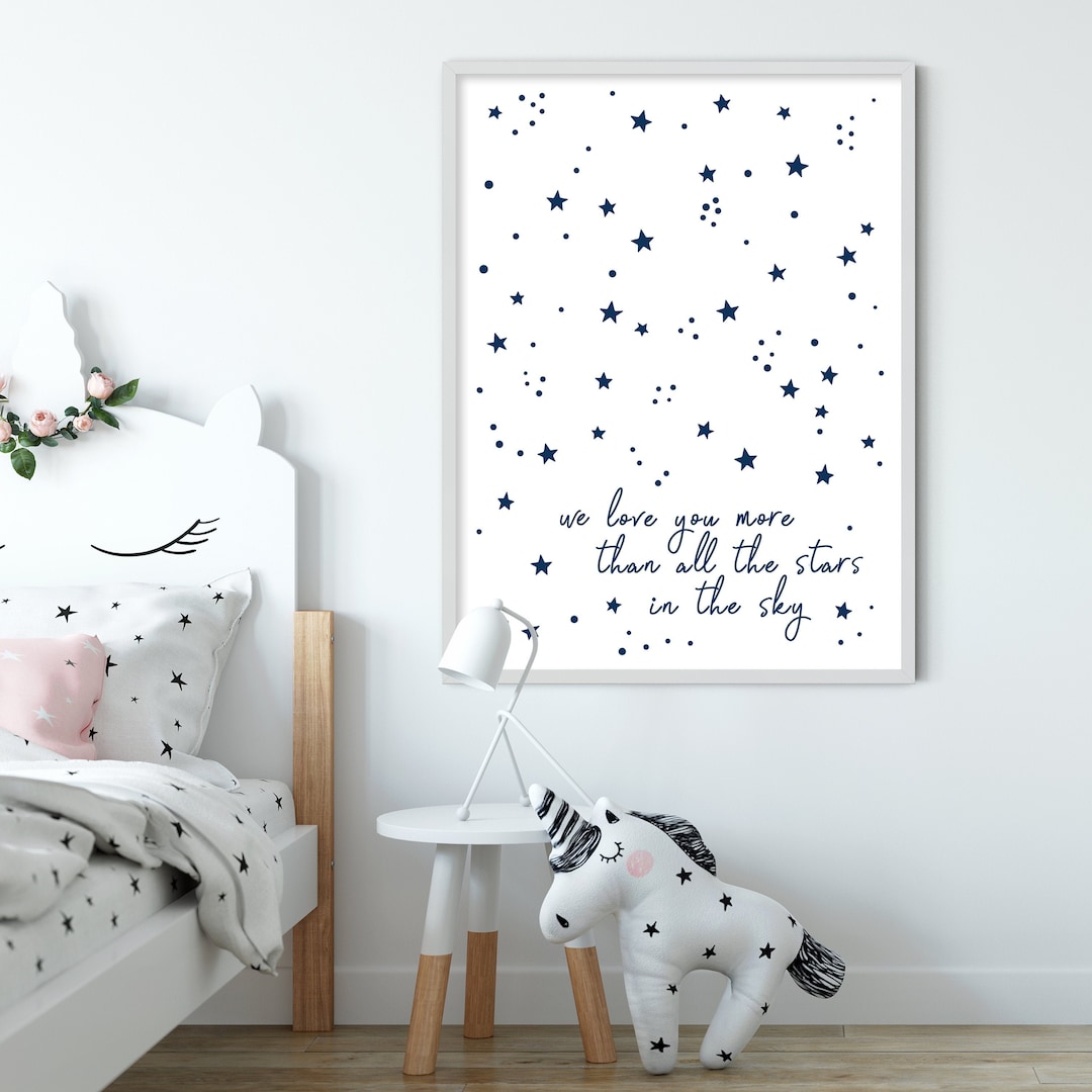 Star Nursery Print, Star Nursery, Celestial Nursery, Monochrome Nursery ...