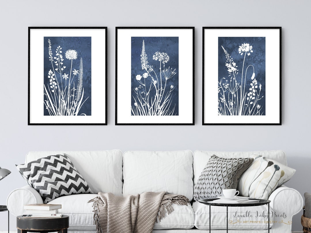 Wildflower Wall Art Print Set of 3, Botanical Floral 3 Piece Watercolor ...
