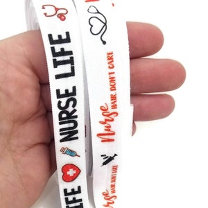 10 Yards - Metà vita da infermiera/Capelli da infermiera, non preoccuparti - nastro elastico - elastici per capelli, cordini, fasce per capelli, regali per