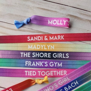 Custom Ombre Colored Ties- Bracelets- Single Ties- 5/8&quot; elastic - Customize tie- pick color and name- festival, party, shower, concert