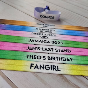 Custom Ombre Colored Ties- Bracelets- Single Ties- 5/8" elastic - Customize tie- pick color and name- festival, party, shower, concert