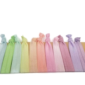 5, 10 eller 25 band - Välj dina färger! Pastellfärger - Ljusa hårband / Armband / Armband / Hästsvanshållare - Bekväma, stretchiga