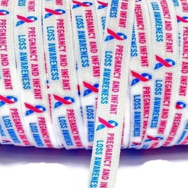 3+ Yards Pregnancy and Infant Loss Awareness Elastic - 5/8" foldover elastic - FOE -Great for crafts, bracelets wristbands awareness support