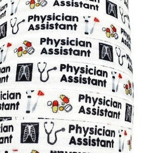 Asistente médico de 5 o 10 yardas: cintas elásticas para el cabello, cordones, diademas, regalos para graduación, compañero de trabajo, asistente médico de 5/8&quot;, médico