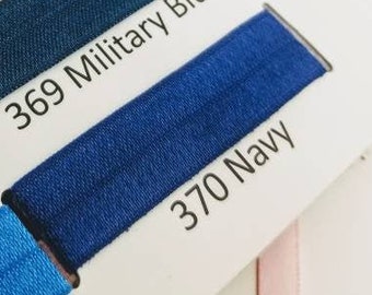 5 or 10 Yards 370 Navy Solid Plain  FOE Fold Over Elastic - 5/8" wide - crafts, embellishments, accent hair ties, wedding decorations