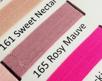 5 or 10 Yards 165 Rosy Mauve Dusty Pink, Light, solid, Plain  FOE Fold Over Elastic - 5/8" wide - crafts, embellishments, accent hair ties