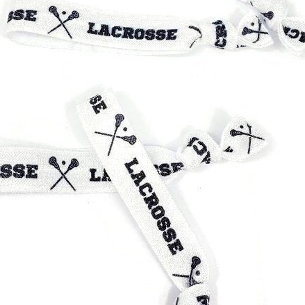 5 or 10 Bracelets or Hair ties, hairties Lacrosse themed - great team or coach gift! Bracelet to show support