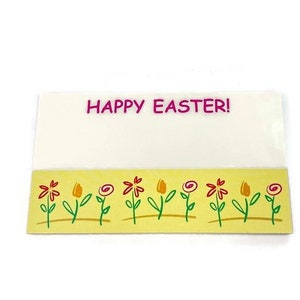 10+ biglietti stampati - SOLO CARTE - Buona Pasqua sfondo bianco e giallo - Porta fiocco regalo per addio al nubilato, porta cravatta per capelli, - 3,25" x 2"