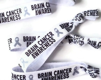 5, 10, 25 ties - Brain Cancer Awareness - with grey, gray ribbon- great for support, raise awareness, gift, or fundraising, parade, gifts,