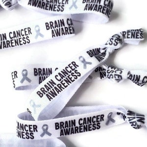 5, 10, 25 Krawatten - Hirntumorbewusstsein - mit grauem Band - ideal zur Unterstützung, Sensibilisierung, Geschenk oder Fundarbeit, Parade, Geschenke,