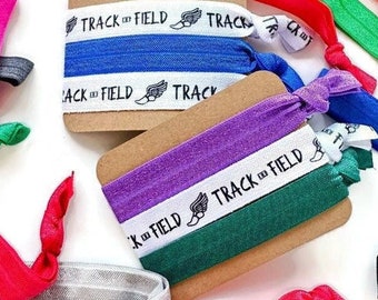 Track and Field gift set- card with 3 ties - Hairties /Bracelets/ Wrist Bands Great for team gift coach assistant teammate- pick the colors