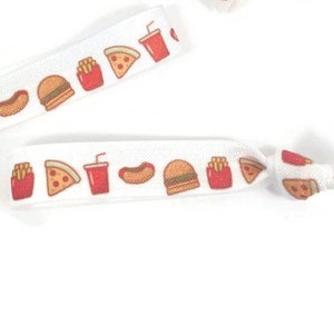 5 or 10 Pizza Hot Dog Soda Hamburger Bracelets Great valentines cards gifts, birthday present, party decor, birthday party favors hair ties