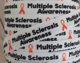 Elástico plegable naranja de 3 yardas para concienciar sobre la EM (esclerosis múltiple), ideal para manualidades, hacer pulseras, muñequeras y corbatas. 1,6 cm (5/8").