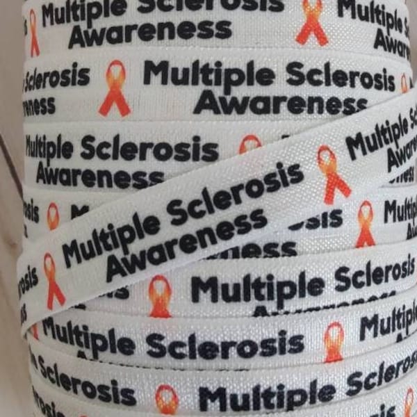 3+ Yards Orange MS Awareness - Fold Over Elastic -stretchy- great for crafts, making bracelets, wrist bands, ties 5/8" -multiple sclerosis