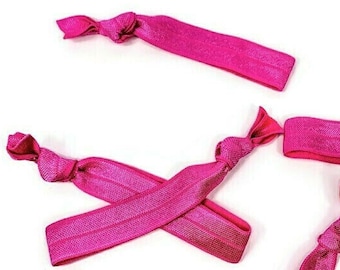 5, 10, or 25 Solid, Plain Ties, Bracelets, Hair Ties, Elastic Bands, Wrist Bands, 5/8" tall, soft stretchy elastic- 175 Shocking Pink