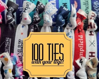 100 Logo Ties- printed with your image and wording- 1-3 Day Processing Time - Custom / Personalized - 5/8" elastic - customize- FULL COLOR