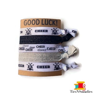Good Luck CHEER-thema polsbandje/haarbanden cadeauset-8 stropdassen op LIEFDE-themakaart. Geweldig voor kousen, Pasen, teamcadeaus, coach