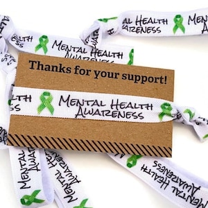 Sensibilizzazione alla salute mentale - Grazie per la tua tessera di supporto con fascia elastica, fascia da braccio, braccialetto, elastici per capelli - sensibilizza, regali, nastro